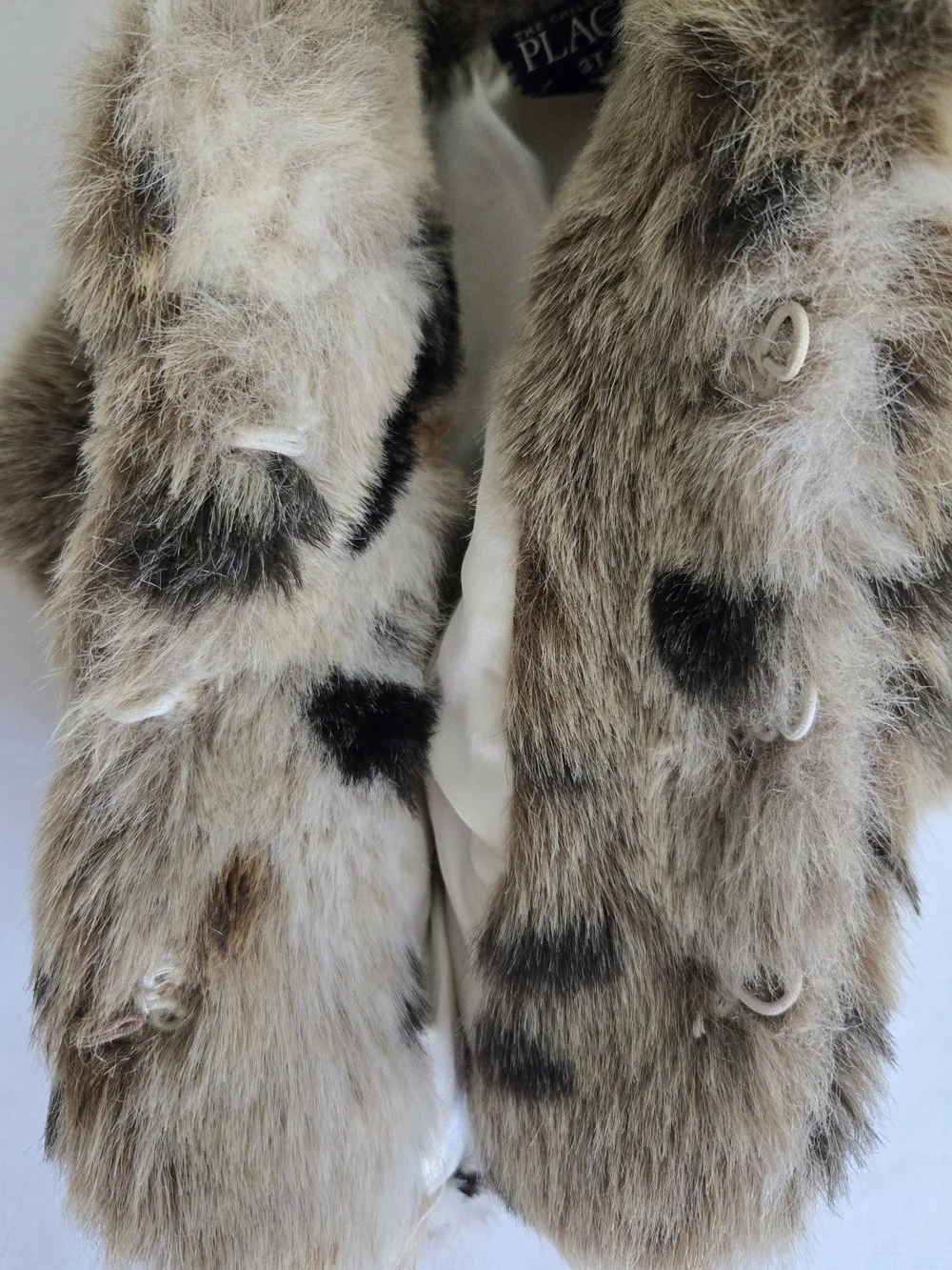 The Children's Place Faux Fur Cropped Jacket - Brown & Black Spot Size 3T. D3 e